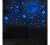 Adesivi Murali in PVC Bagliore nel Buio Luna e Stelle per Cameretta Bambini Pare