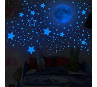 Adesivi Murali in PVC Bagliore nel Buio Luna e Stelle per Cameretta Bambini Pare