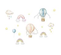 Adesivi Murali In Pvc Con Mongolfiera, Arcobaleno, Stelle, Nuvole E Palloncini Smerigliati Per La Cameretta Dei Bambini