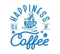 Adesivi murali in PVC la felicità è una tazza di caffè 67.2x75cm Abbellimento murale Blu