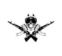 Adesivi murali in vinile Fucile d'assalto Arma Soldato militare Videogioco Giocatore 30x50.3cm Tatuaggio Nero