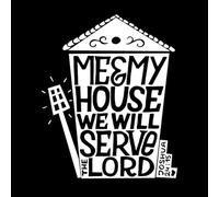 Adesivi murali in vinile Scritte a mano con versetto della Bibbia Io e la mia casa Noi 51x61.6cm Decorazione carrozzeria auto Bianco