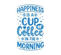 Adesivi murali la felicità è una tazza di caffè al mattino 57.6x98.1cm Vetrine Blu