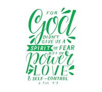 Adesivi murali lettering a mano con versetto della Bibbia che Dio non ci ha dato 50.4x76.9cm Impermeabile Verde