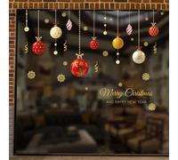 Adesivi murali Merry Christmas Ball per la decorazione di casa e negozio, decalcomanie rimovibili in PVC adatto per pareti, vetro e piastrelle di ceramica in vari spazi interni