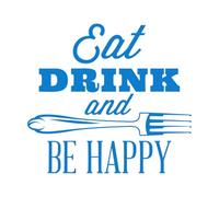 Adesivi murali Paster Paper Eat Drink and Be Happy Citazione Ristorante Cucina Caffè 81x90,5cm Personalizzazione personalizzata Extra Large Blu