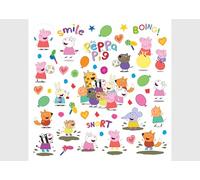 Adesivi Murali Peppa Pig Tutti gli Amici per Cameretta e Stanza dei Neonati, Stickers da Parete per Bambine e Bambini di AG Design | 30 x 30 cm | ADKS 3950