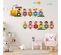 Adesivi murali per bambini con numeri e treni, per imparare i colori e le figure, adesivi murali per la scuola materna, decorazioni murali stacca