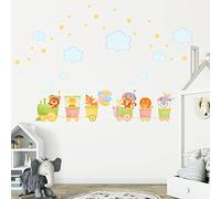 Adesivi murali per bambini - Decorazione cameretta bambino - Adesivi murali per bambini - Adesivo da parete scandinavo - Adesivo da parete con animali nel treno direzione la felicità - H90 x L135 cm