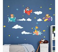 Adesivi murali per bambini - Decorazione cameretta bambino - Adesivi murali per bambini - Adesivo da parete scandinavo - Adesivo da parete con animali in pieno volo - H120 x L180 cm