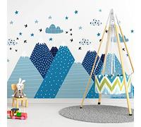 Adesivi murali per bambini - Decorazione cameretta bambino - Adesivi murali per bambini - Adesivo da parete scandinavo - Adesivo da parete gigante montagne scandinave Pierika - H40 x L60 cm