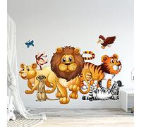 Adesivi murali per bambini - Decorazione cameretta bambino - Adesivo da parete per cameretta bambini - Adesivo da parete con animali africani in passeggio - H60 x L90 cm