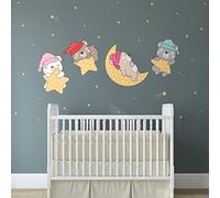Adesivi murali per bambini - Decorazione cameretta bambino - Adesivo da parete per cameretta bambini - Adesivo da parete con orsetti addormentati nel cielo - H60 x L90 cm