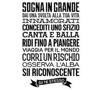 ADESIVI MURALI PER LA CASA WALL STICKERS SOGNA IN GRANDE STICKER FRASE AFORISMA ADESIVO MURALE (Cm 30X60, Nero)