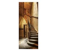 Adesivi Murali Per Porte Interne Legno, Adesivo da parete per decorazioni per la camera da letto Impermeabile, Aggiornamento in vinile premium rimovibile, Gradini nel seminterrato del castello retrò