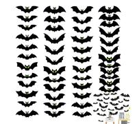 Adesivi Murali Pipistrelli 48 Pezzi Stickers Murali Interni Halloween | Decalcomanie Casa Nero Occhi Luminosi Casa Soggiorno Camera Bambini Finestra Interno Esterno