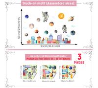 Adesivi Murali Space City Glow in Dark PVC Autoadesivi 30x30cm Set di 3