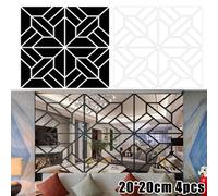 Adesivi Murali Specchio 20CM20CM 3D Specchio 4pz Mosaico Argento Quadrato Sempl