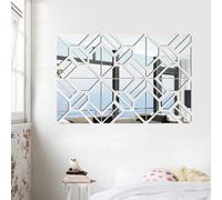 Adesivi Murali Specchio 20CM20CM 3D Specchio 4pz Mosaico Argento Quadrato Sempl