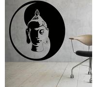 Adesivi murali statua testa di Buddha India Buddhismo modello sacro decorazione per la casa soggiorno camera da letto decalcomanie murales 45x43cm