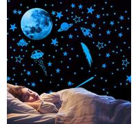 Adesivi murali stelle, razzi e pianeti che si illuminano al buio Decalcomanie stelle luminose Adesivi murali stelle luminose Adesivi murali stelle da soffitto Adesivi murali spazio (blu)
