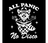 Adesivi murali tutto panico niente discoteca procione tipografia esilarante animale divertente procione vintage 41x48.9cm Abbellimento murale Bianco
