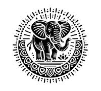 Adesivi murali una potente rappresentazione stilizzata di un elefante in una scena storica o cerimoniale 42x42.2cm Abbellimento murale Nero