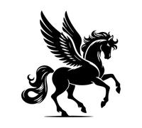 Adesivi murali una sagoma di una creatura mitica di Pegaso su un cavallo con ali sulle zampe posteriori 42x45cm Diverse opzioni di dimensioni Nero