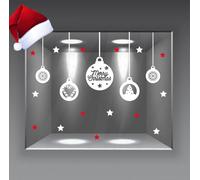adesivi murali vetrofanie buon natale merry christmas stelle addobbi palle
