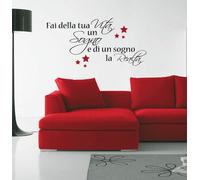 adesivi murali wall stickers frase fai della tua vita un sogno stelle 0152