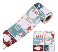 Adesivi natalizi,250 pezzi/rotolo Etichette Decorative Adesivi Natalizi Stickers Decorazione per Natale,Adesivi Natale Etichette Adesive Regalo di Tag,Adesivi Natale di Nome Tag per scatole regalo