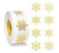 Adesivi natalizi con fiocchi di neve - 500 pezzi, rotondi, autoadesivi, trasparenti per le vacanze invernali, per diario, biglietti di auguri, artigianato, scatole regalo