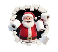 Adesivi Natalizi, Decorazioni Illusione 3D In PVC, Adesivo Da Parete Con Babbo Natale Festivo Per Bagno Doccia WC, Piastrelle Per Interni Porta Finestra Decorazioni Per Feste Di Casa, Decalcomanie Da
