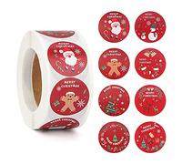 Adesivi Natalizi Etichette 500 pezzi, Etichette Adesive Natale 1 pollice 8 disegni, Adesivi per etichette natalizie per buste, decorazioni per artigianato natalizio, forniture per bomboniere