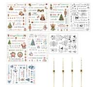 Adesivi natalizi - Merry Christmas Rub on Transfer Decalcomanie | Decorazioni natalizie per candele per feste per bambini, ufficio, aula palla, mobili invernali, casa, finestra, blocco note porta