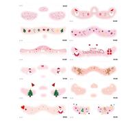 Adesivi natalizi per facce, toppe per il trucco, 12 adesivi per il viso di Natale, per le donne, simpatici oggetti di scena, cuore d'amore, fiocco di neve, alce per festival, allegro