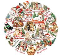 Adesivi natalizi per fai da te, 56 pezzi Decalcomanie per feste a tema cane | Decalcomanie giovani,per cover per telefono, quaderno per scrapbooking, finestra interna esterna
