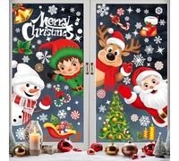 Adesivi Natalizi per Finestre, 268 Adesivi Natalizi con Babbo Natale e Fiocchi di Neve, Decorazioni per Finestre in PVC Riutilizzabili per la Cameretta dei Bambini, Ddecorazioni Natalizie