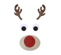 Adesivi natalizi per porte in feltro con design alce, adatti per finestre e porte, decorazione stagionale in feltro per feste (stile testa di alce)