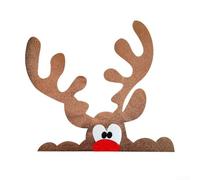 Adesivi natalizi per porte in feltro con motivo alce, adatti per finestre e porte, decorazione stagionale in feltro per feste (stile corna di alce)