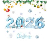 Adesivi Natalizi per Vetri - Adesivi Babbo Natale Di Neve 2026 Buon Natale Felice Anno Nuovo - Pellicole Statiche Riusabili Per Negozi Ristoranti Centri Commerciali Uffici Scuola