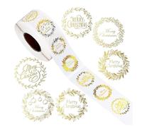 Adesivi Natalizi - Rotolo Di Etichette Adesive Da 500 Pezzi Con Disegni Buon Natale, Sigilli Decorativi Rotondi Per Buste, Regali, Scatole E Cartoline | Ideale Riunioni Famiglia, Celebrazioni Invernal