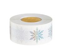Adesivi Natalizi Rotondi - 500 Etichette Trasparenti Con Fiocchi Di Neve Glitter, Decalcomanie Autoadesive Per Artigianato Festivo Per Carte, Diari, Scrapbooking | Etichette Per Confezioni Regalo Fai-