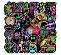 Adesivi Neon, Set di 50 Adesivi, Adesivo alla Moda Personalizzati Decorativi per Auto, Computer Portatile, valigia, Bicicletta, Natalizi Compleanno Regalo per Bambini Adulti