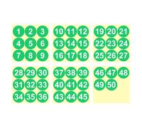 Adesivi Numeri 1-50 3 Pollici, Etichette Vinile per Decorazione, Verde