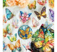 Adesivi Olografici, 30pcs Adesivi Trasparenti per Scrapbooking, Adesivi Olografici Scrapbooking, Adesivi Scrapbooking, Adatti per Album di Ritagli, Album Fotografici, Diari, Artigianato(Farfalla)