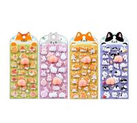 Adesivi per animali - 4 mini adesivi | piccola etichetta sublime, simpatica 3D, per bicchieri d'acqua, laptop, chitarre da parete, valigia, bagagli, taccuino, busta, occhiali, Ta