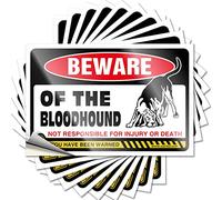Adesivi per auto Beware of Bloodhound adesivo divertente 10 pezzi decalcomanie per auto cartelli stradali divertenti (dimensioni: 6 x 9 cm)