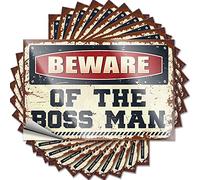 Adesivi per auto Beware of The Boss Man adesivi divertenti 10 pezzi adesivi meccanici adesivi automobilistici (6 x 9 cm)