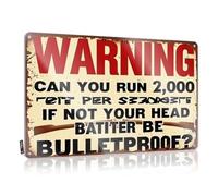 Adesivi per auto divertenti Bulletproof Your Head: Can You Run 2.000 Rounds? Targa in latta divertente decalcomania per paraurti per auto (20 x 30 cm)